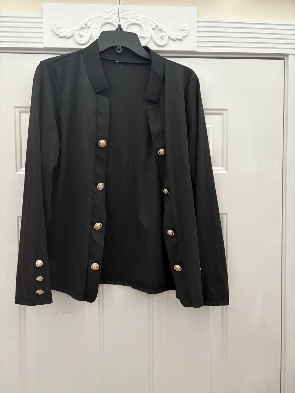 Women's Black Button-Front Blazer Jacket